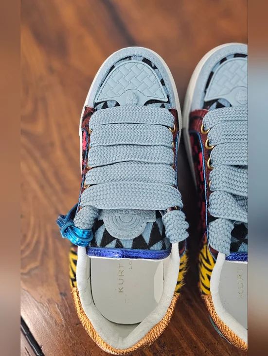 Kurt Geiger Womens Multicolor Leopard-Panel LowTop Sneakers/Shoes Sz 5.5, 6, 6.5 - Picture 7 of 10